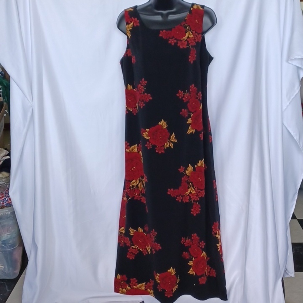 Studio I  Floral Black Sleeveless Maxi Dress sz P10